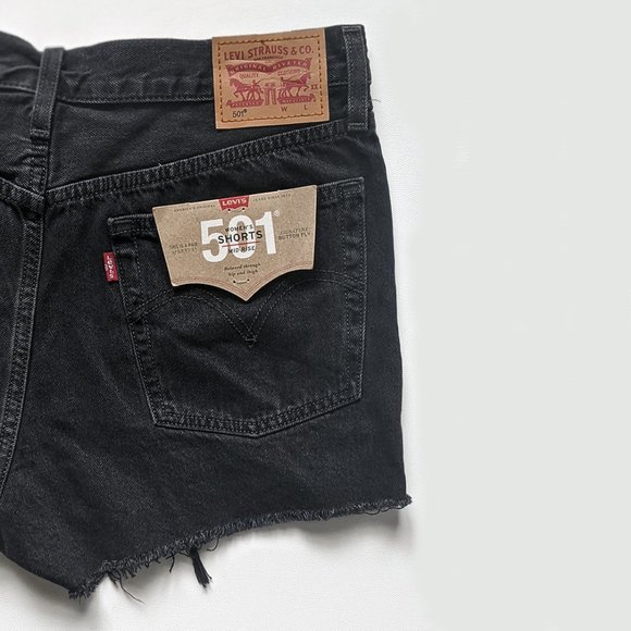 Levi's 501 Festival Mid Rise CutOff Shorts Black - Picture 6 of 7